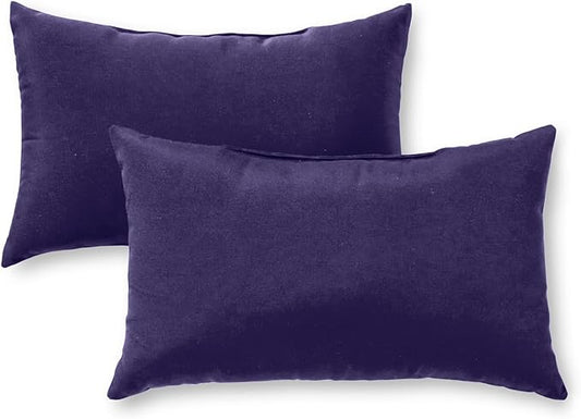 Set of 2 Outdoor Throw Pillows 19 x 12 Inch – Reversible Rectangle Patio Accent Pillows – Weather-Resistant Polyester Fabric – Eco-Friendly Recycled Polyfiber Fill – Navy