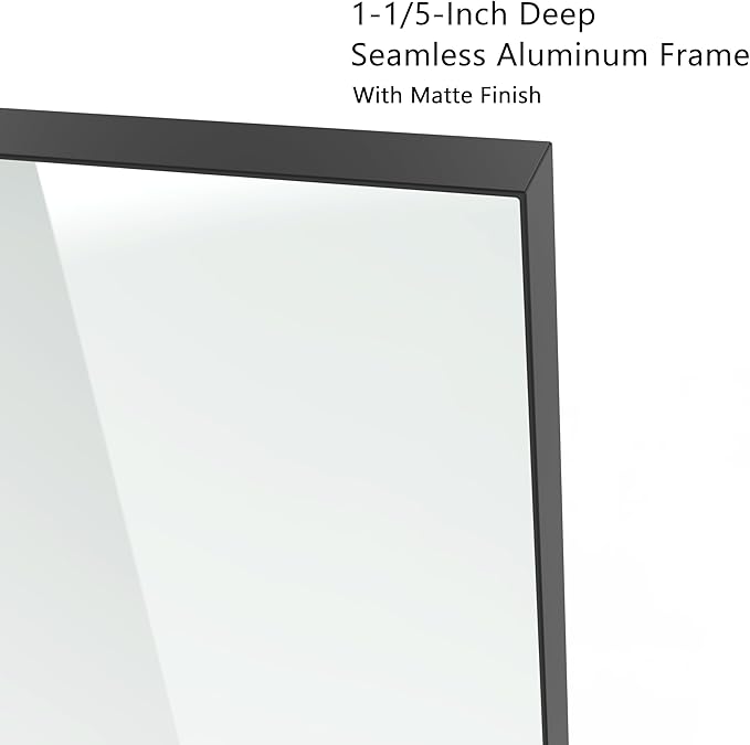 VocalStar Black Metal Framed Bathroom Mirror for Wall, 24 x 32 Inch Square Corner Rectangle Black Bathroom Vanity Mirror Modern Farmhouse, 1/4-inch Shatterproof Glass | Ultra-Flush Hanging