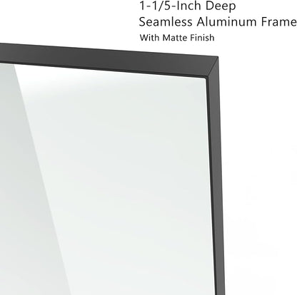 VocalStar Black Metal Framed Bathroom Mirror for Wall, 22 x 30 Inch Square Corner Rectangle Black Bathroom Vanity Mirror Modern Farmhouse, 1/4-inch Shatterproof Glass | Ultra-Flush Hanging
