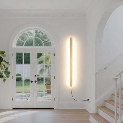 KELUOLY Modern Plug in Long Wall Sconce, 39" Gold Matte LED Wall Lights, 20W Warm White 3000K Acrylic Indoor Wall lamp, with 59" Plug Cable for Bedroom, Living Room, Hallway