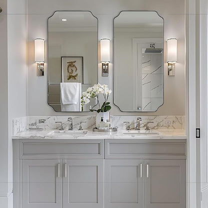 ANDY STAR 24"x48" Large Bathroom Mirror, Chrome Scalloped Wall Mirror, Polished Nickel Rectangle Mirror, Bathroom Vanity Mirror in Anti-Rust Stainless Steel Metal Frame, Vertically/Horizontally