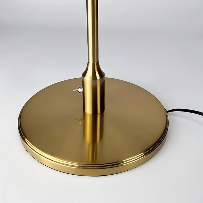 Table Lamp, Metal and Glass Modern Bedside Lamp, Decorative Table Light, Table Lamp for Living Room Bedroom Study Room, 12.6 * 16.5 Inch, Gold & White