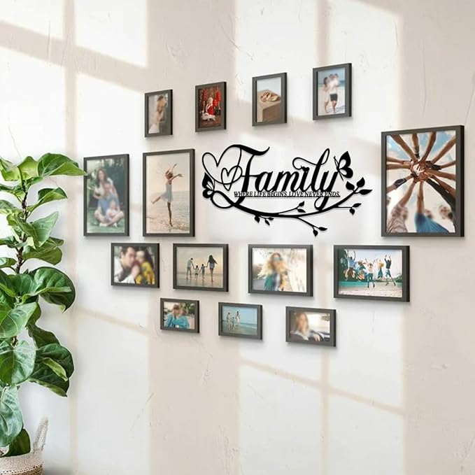 BFORXRO Family Signs for Home Decor Wall Black Metal Wall Art Family Wall Decor for Living Room Kitchen Bedroom