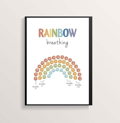 ajdvart Mindfulness Breathing Exercise Poster, Calm Down Corner & Classroom Decor, Breathing Exercise Poster for Therapy Office & Mental Health Wall Art Educational Tool Unframed Canvas 8.5"x11"