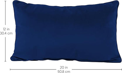 FDP 12" x 20" Velvet Rectangle Lumbar Pillow Set with Piping Decorative Throw Pillow for Home Dcor in Living Room, Bedroom or Lounge (2-Pack) - Eclipse, 15159-348