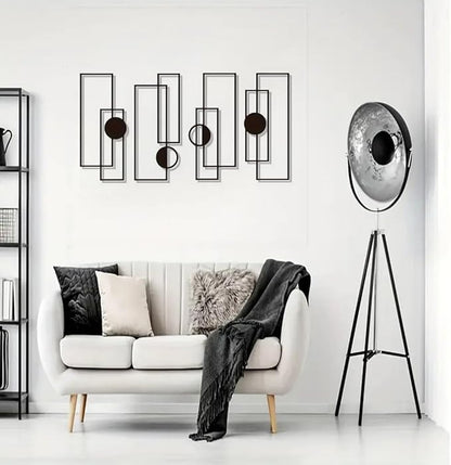 DUOOLN 4Pcs Abstract Metal Wall Art Decor,Black Modern Geometric Hanging Sign, Minimalist Single Line Art Wall Décor Sculptures, Living Room Bedroom Bathroom Office Farmhouse Decoration-15.7 * 6.89in
