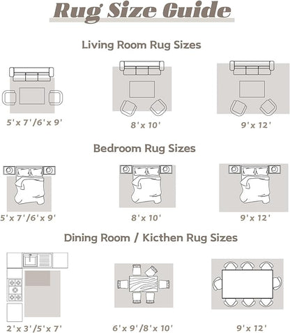 Area Rug 9x12 Washable Rug, Vintage Boho Medallion Rugs Non-Slip Soft Low Pile Large Distressed Rug Indoor Retro Carpet for Living Room Bedroom Dining Room Home Office (Taupe, 9'x12')