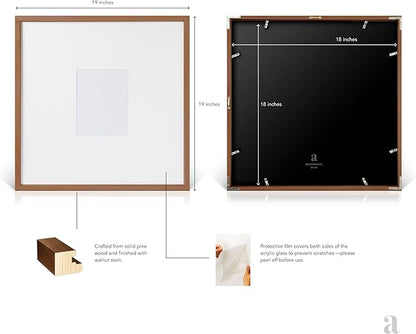 artisane home goods - Gallery Frame 1.0, Picture Frame, 18x18 Walnut, Gallery Wall Frame Set, Large Picture Frame, Oversized Mat (4x4, 4x6, and 5x7)