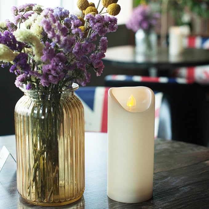 CANDLE CHOICE Outdoor Battery Operated Flameless Candles with Remote Timer Waterproof Flickering Plastic Electric LED Pillar Lights for Lantern Patio Garden Wedding Party Decorations 3x7 Inches 2 PCS
