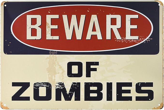 Warning Beware of Zombies Funny Tin Sign Bar Pub Garage Diner Cafe Home Wall Decor Home Decor Art Plaque Retro Vintage