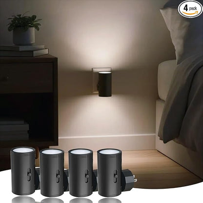 TSEXES LED Night Light Plug into Wall, 0-300LM Adjustable Brightness,Light Sensor,Daylight 5000K,Dimmable Night Light for Hallway Bedroom Stairway, 4 Pack