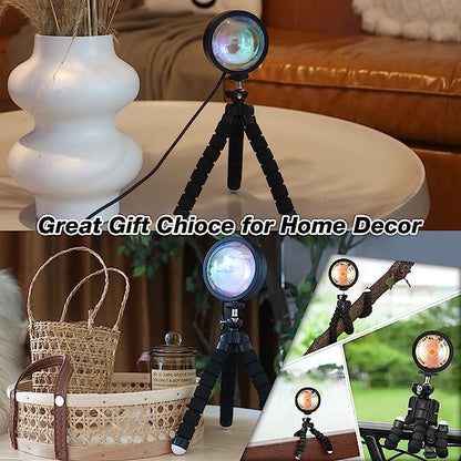 JIMEI Sunset Lamp Led Lights for Bedroom Aesthetic Room Decor Night Light Living Room Sun Sunlight Projector Christmas Decorations Gifts Party Orange