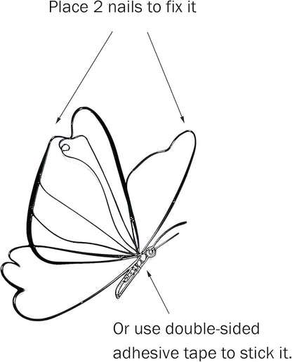 EONBES Black Metal Butterfly Wall Art Wall Decor Wall Sculpture Wall Hanging, Steel Metal Line Art, for Living Room Bedroom, 2 Pieces