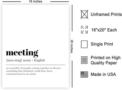Poster Master Definition of Meeting Print - Typography Poster - Dictionary Art - Minimal Gift for Boss & Colleague - Funny Decor for Office, Workplace or Dorm - 16x20 UNFRAMED Wall Art