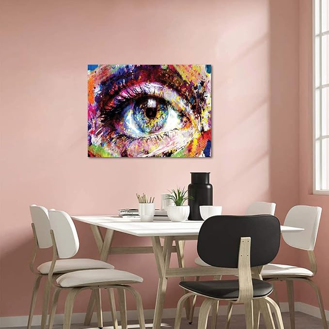 Yatsen Bridge Graffiti Wall Art Colorful Eye Street Art Pictures HD Print Home Decoration for Living Room Bathroom Wall Decor Gallery Wrapped Easy to Hang - 18x24 inch