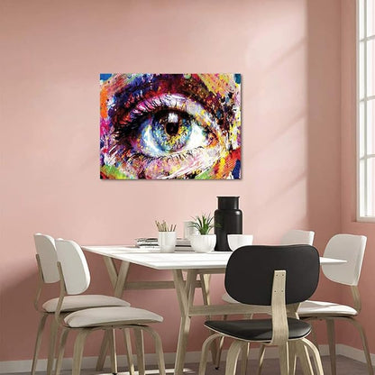 Yatsen Bridge Graffiti Wall Art Colorful Eye Street Art Pictures HD Print Home Decoration for Living Room Bathroom Wall Decor Gallery Wrapped Easy to Hang - 18x24 inch
