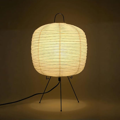 Japanese Noguchi Inspired Table Lamp Zen Rice Paper Lantern with Warm Light for Bedroom Living Room or Office Modern Japandi Decor(Pebble)