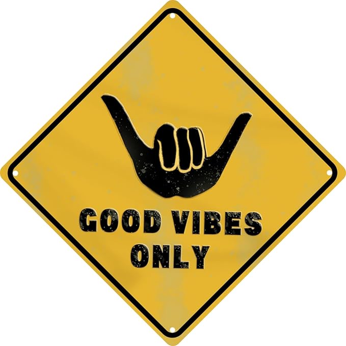 Good Vibes Funny Metal Tin Sign Novelty Vintage Plaque Room Decor Wall Decor Bathroom Decor Bar Decor Cafe Decor Garage Decor Farmhouse Decor 8x8 in