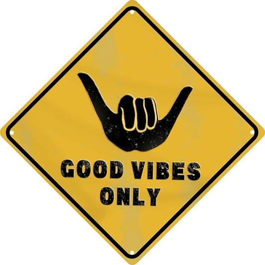 Good Vibes Funny Metal Tin Sign Novelty Vintage Plaque Room Decor Wall Decor Bathroom Decor Bar Decor Cafe Decor Garage Decor Farmhouse Decor 8x8 in