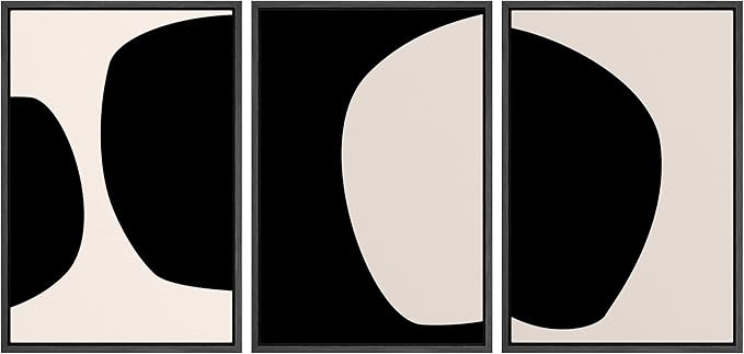 SIGNLEADER Framed Canvas Print Wall Art Negative Space Color Blocks Abstract Shapes Illustrations Modern Art Minimalist Edgy Black and White for Living Room, Bedroom, Office - 16"x24"x3 BLACK