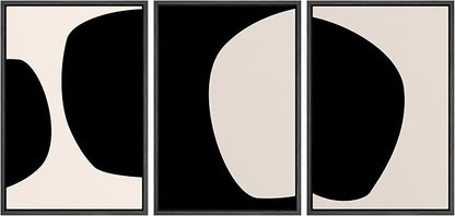 SIGNLEADER Framed Canvas Print Wall Art Negative Space Color Blocks Abstract Shapes Illustrations Modern Art Minimalist Edgy Black and White for Living Room, Bedroom, Office - 24"x36"x3 BLACK
