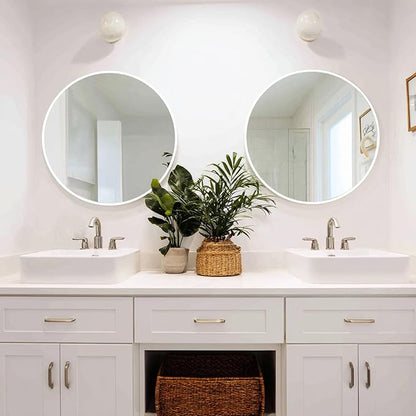 Sunniry White Round Mirror 20 inch, 2 Pack White Circle Mirror, Round Bathroom Mirrors Metal Frame for Bathroom, Bedroom, Living Room, Hallway.