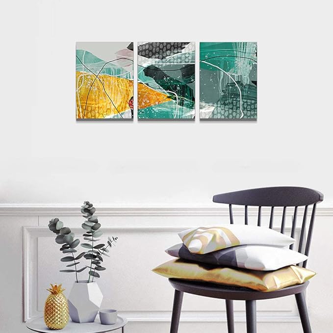 Canvas Wall Art For Living Room Abstract Wall Decor For Office Modern Bedroom Wall Decorations For Bathroom Hang Pictures Artwork Kitchen Wall Art Blue Watercolor Abstract Painting Home Decor 3 Piece