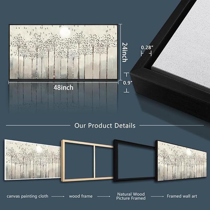 Scenery Abstract Wall Painting Framed Canvas Wall Art For Living Room Large Size Wall Decorations For Bedroom Office Wall Decor Pictures Artwork Canvas Prints Home Boho Wall Decor Black Framed