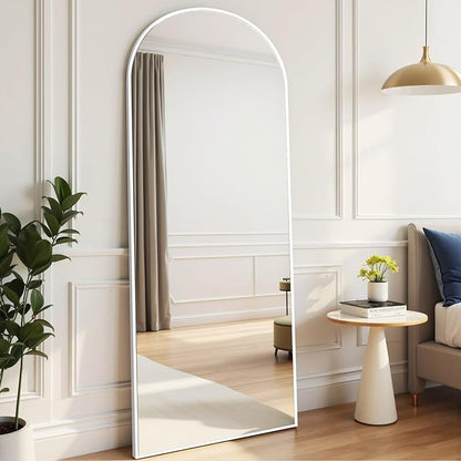 Rowjut Floor Mirror Arched Mirror Full Length 56"X20"Full Length Mirror can be Free Standing or Hanging on The Wall Used in Living Room Entrance Hall Corridor Room Bathroom etc （White