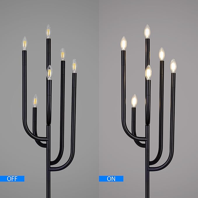 Wellmet Black Floor Lamp for Living Room, Modern Floor Lamps for Bedroom, 63.3Inch Tall Unique Metal Floor Lamp for Corner Decorative