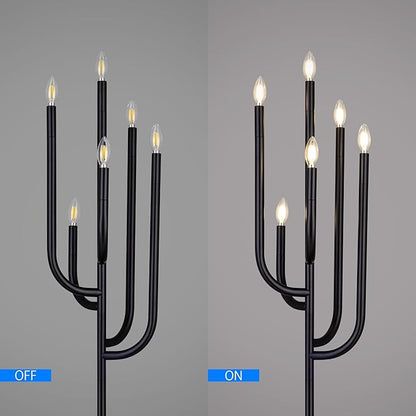 Wellmet Black Floor Lamp for Living Room, Modern Floor Lamps for Bedroom, 63.3Inch Tall Unique Metal Floor Lamp for Corner Decorative