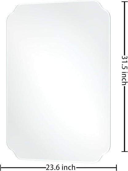 Bathroom Mirrors for Over Sink, Frameless Mirrors for Wall, 24x32 Inch Beveled Bathroom Mirror, Bathroom Vanity Mirror for Bedroom Living Room Entryway Home Decor