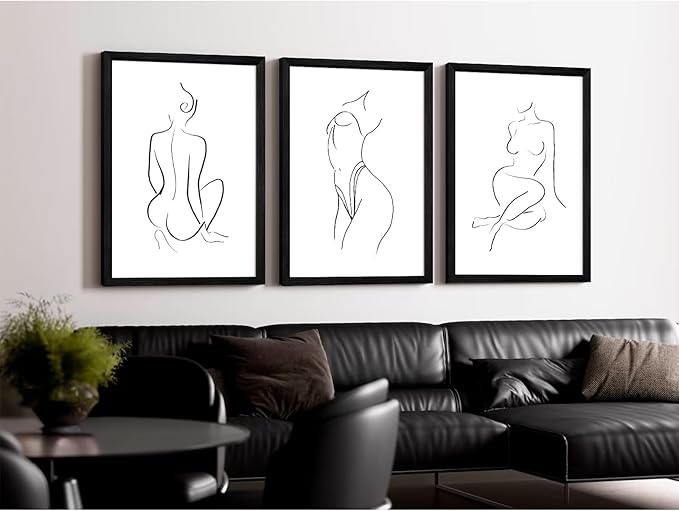 Minimalist Line Wall Art Woman Body Outline Wall Art Prints Women Figure Drawing Painting Body Line Wall Decor Female Wall Art Abstract Woman Silhouette Canvas Art Aesthetic 12x16x3 Inch Framed