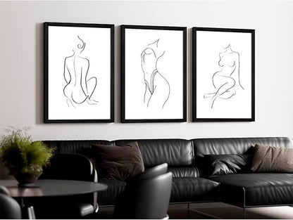Minimalist Line Wall Art Woman Body Outline Wall Art Prints Women Figure Drawing Painting Body Line Wall Decor Female Wall Art Abstract Woman Silhouette Canvas Art Aesthetic 12x16x3 Inch Framed