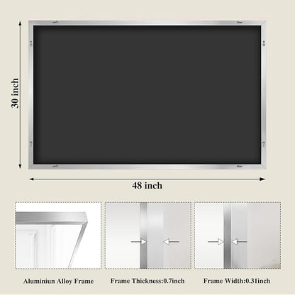 Koonmi Silver Rectangle Wall Mirror, 30x48 Inch Bathroom Mirror, Aluminum Frame Vanity Mirror for Entryway, Living Room, Bedroom Bathroom, Hangs Horizontally or Vertically