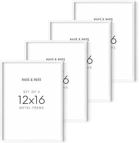 HAUS AND HUES 12x16 White Aluminum Frame Set - Modern Gallery Pack, Wall Display