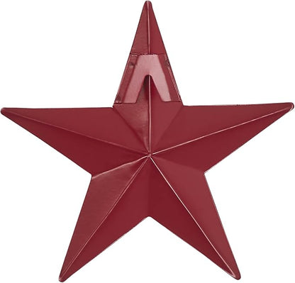 VHC Brands Patriotic Faceted Metal Star Burgundy Wall Hanging 4x4, Independence Day Decor, American Star Design, Distressed Appearance Metal Wall Hanging, Star Shape, Country, Burgundy