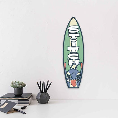 Open Road Brands Disney Lilo and Stitch Surfboard Wood Wall Art - Small Stitch Sign for Tropical Decor