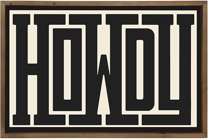 Howdy Wall Art, 23.6x15.7 Inchs Wooden Howdy Sign Western Cowboy Wall Decor, Southwestern Living Room Bedroom Bathroom Home Decorations