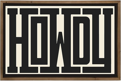 Howdy Wall Art, 23.6x15.7 Inchs Wooden Howdy Sign Western Cowboy Wall Decor, Southwestern Living Room Bedroom Bathroom Home Decorations