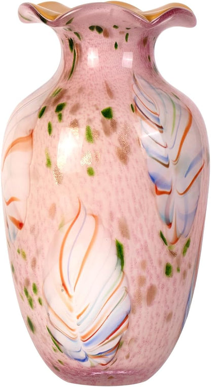 KAMMAK Colored Glass Vase, Beautiful Hand Blown Decorative Vase, Modern Art Vase for Flower Mantle Dining Table Centerpiece, Entryway Living Room Wedding Decoration, 8HPZSLX003