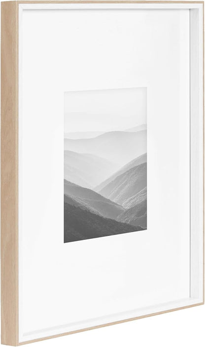 Kate and Laurel Gibson Modern Wall Picture Frame Set of 3; 16x20 matted to 8x10; White and Natural; Modern Three-Piece Frame Set for Gallery Wall Frame Set in Living Room Wall Decor