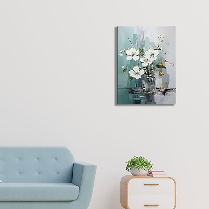 daktenn Floral Canvas Wall Art Green Bathroom Wall Art Pictures Wall Decor Home Decor Wall Decor for Bedroom Livingroom 12x16 Inches
