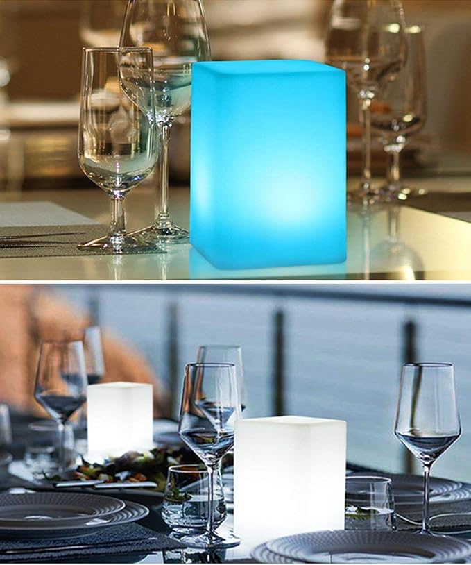 Cube Shape Color LED Mood Lamp, Rechargeable Dimmable Night Light with Remote Control 16 Dimmable Colors 4 Effects for Kids and Adults,Ambient Decorative Party Lighting (Cubic 10 * 15cm)