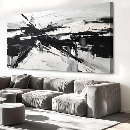 liysawg Wall Art Abstract Canvas Painting Black and White Modern Artwork for Living Room Bedroom Dining Room Home Office Decor 71"x36"