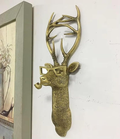 Animal Heads Wall Decor, Deer Head Wall Mount, Resin Animal Sculptures Head Wall Hanging Decoration for Family Living Room Bedroom Bathroom Kitchen Gift (Deer)
