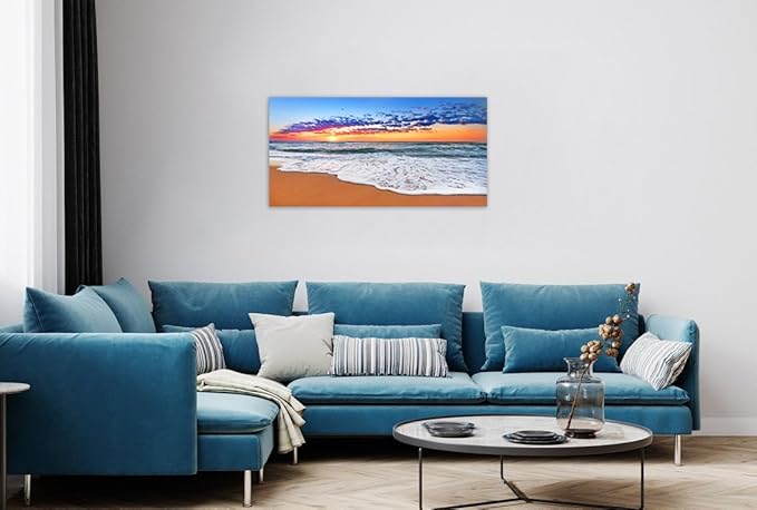 TutuBeer 1 Panel Beach Decor for Home Beach Art Colorful Ocean Kitchen Decor Sunrise Sea Wall Decor for Home Sea Wall Art Ocean Room Decor Wall Decor 20" x 40" x 1 Piece
