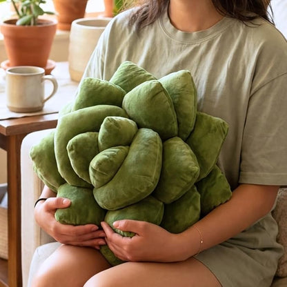 Green Philosophy Co. Succulent® Pillow 16" – Soft 3D Decorative Flower Throw Pillow, Unique Olive Green Plush Flower Cushion, Perfect for Couch, Sofa, Bedroom Decor, Gift for Plant Lovers