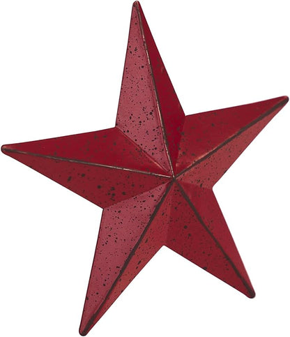 VHC Brands Patriotic Faceted Metal Star Burgundy Wall Hanging 4x4, Independence Day Decor, American Star Design, Distressed Appearance Metal Wall Hanging, Star Shape, Country, Burgundy