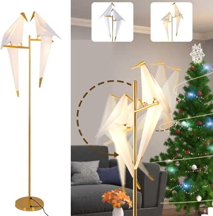 Bird Floor Lamp, 68" Bird Lamp Modern Gold Origami Swing Crane Floor Pendant Light Fixtures for Bedroom Dining Living Room